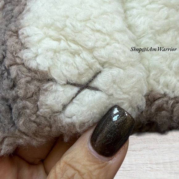 Anthropologie NVLT cream & taupe plaid Berber Coat with World Map Lining - Picture 10 of 13
